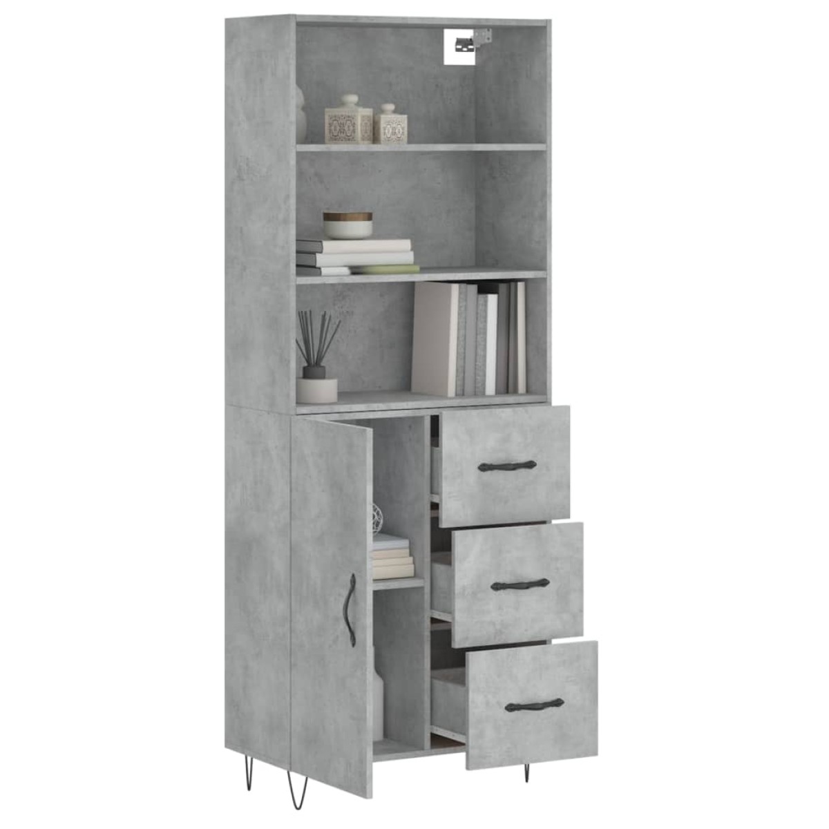 vidaXL Ντουλάπι Γκρι Σκυροδέματος 69,5x34x180 εκ. Επεξεργασμένο Ξύλο