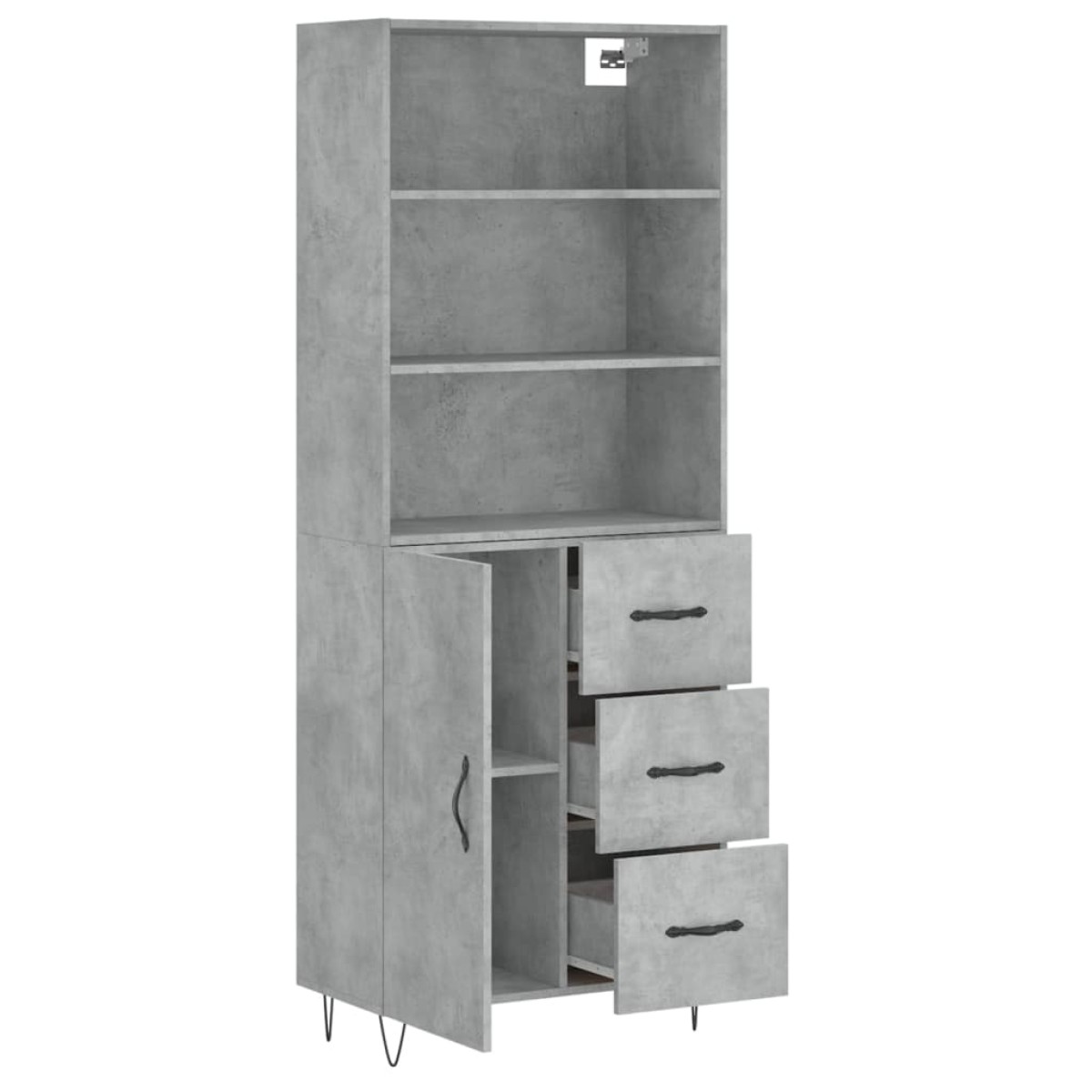 vidaXL Ντουλάπι Γκρι Σκυροδέματος 69,5x34x180 εκ. Επεξεργασμένο Ξύλο