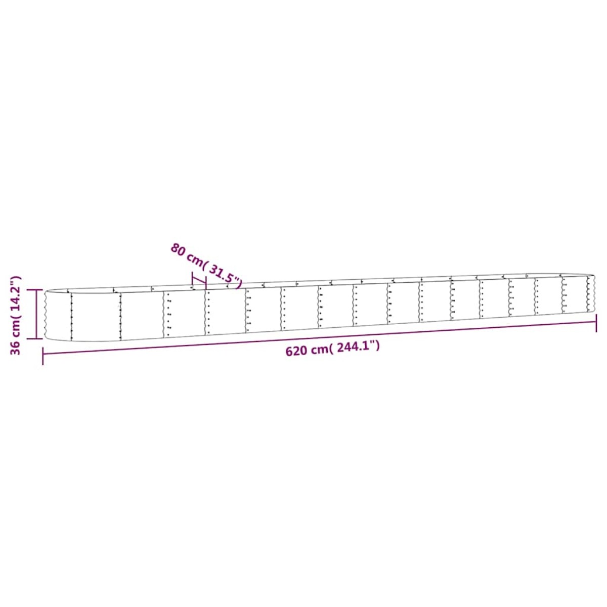 vidaXL Ζαρντινιέρα Ανθρακί 620x80x36 εκ Ατσάλι με Ηλεκτρ. Βαφή Πούδρας