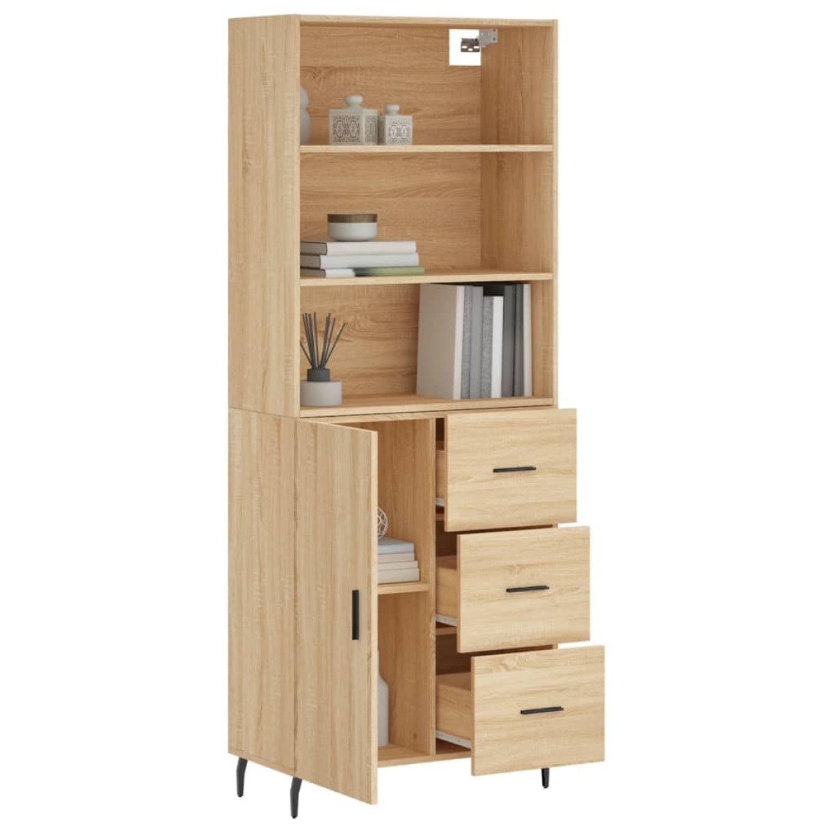 vidaXL Ντουλάπι Sonoma δρυς 69,5 x 34 x 180 εκ. από Επεξεργασμένο Ξύλο