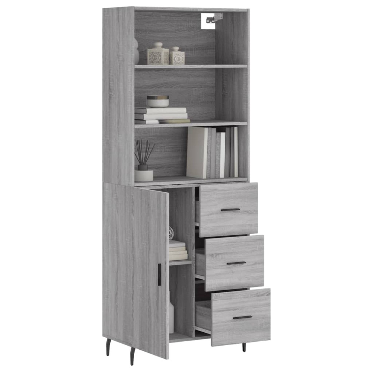 vidaXL Ντουλάπι Γκρι Sonoma 69,5 x 34 x 180 εκ. Επεξεργασμένο Ξύλο