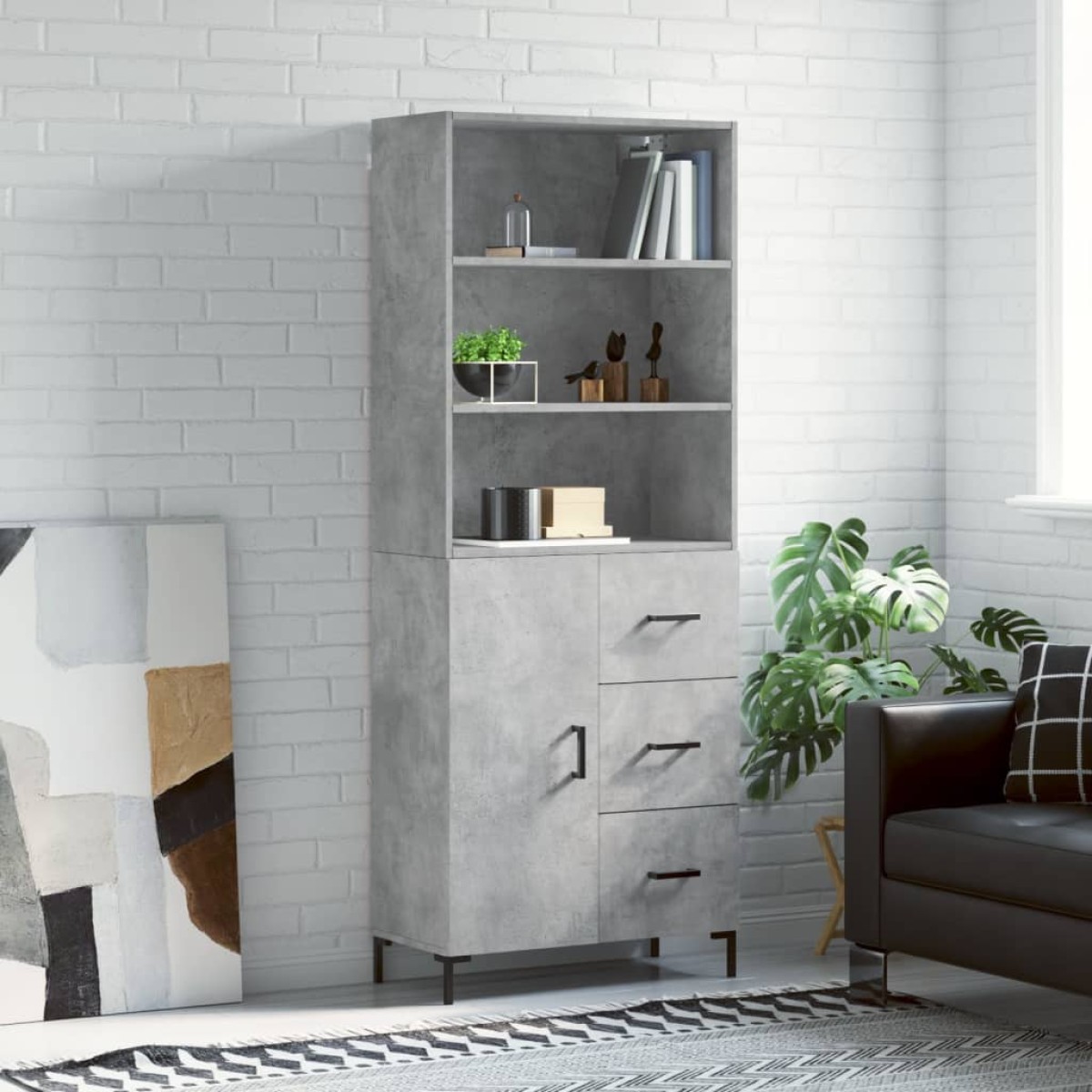 vidaXL Ντουλάπι Γκρι Σκυροδέματος 69,5x34x180 εκ. Επεξεργασμένο Ξύλο