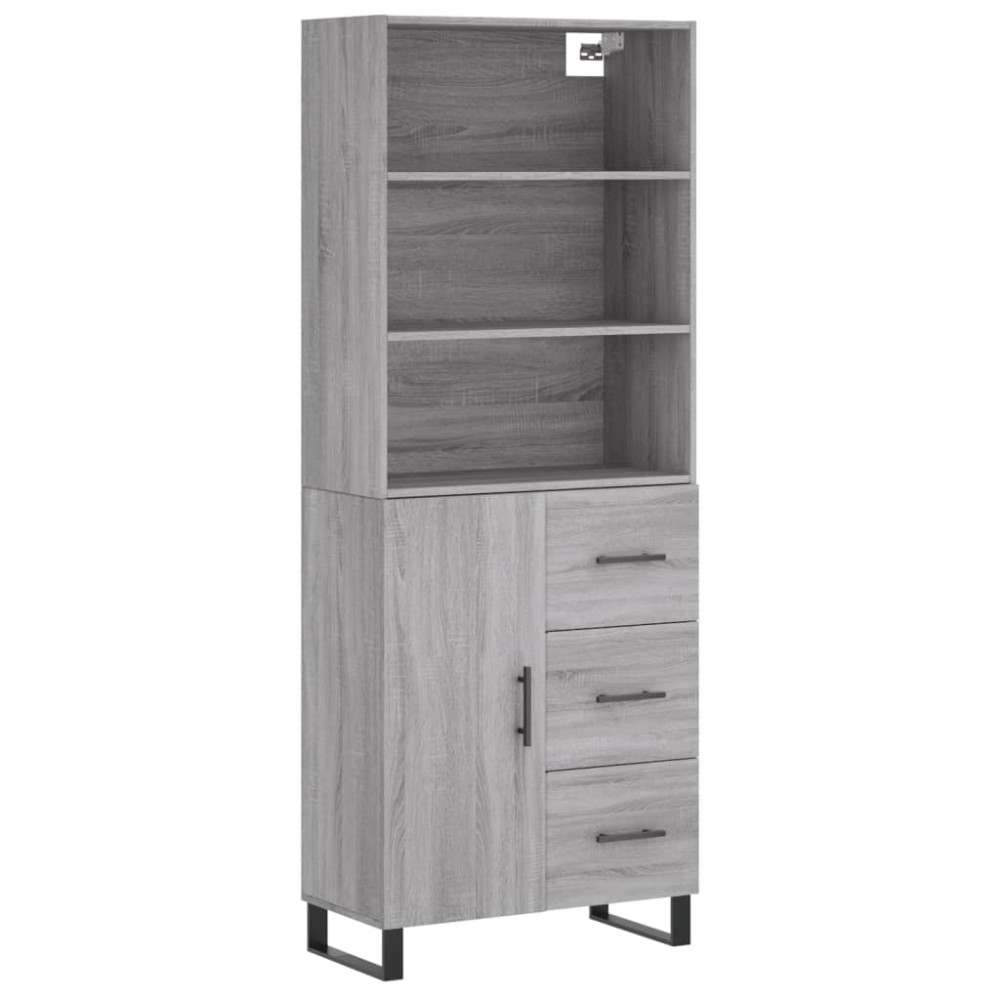 vidaXL Ντουλάπι Γκρι Sonoma 69,5 x 34 x 180 εκ. Επεξεργασμένο Ξύλο