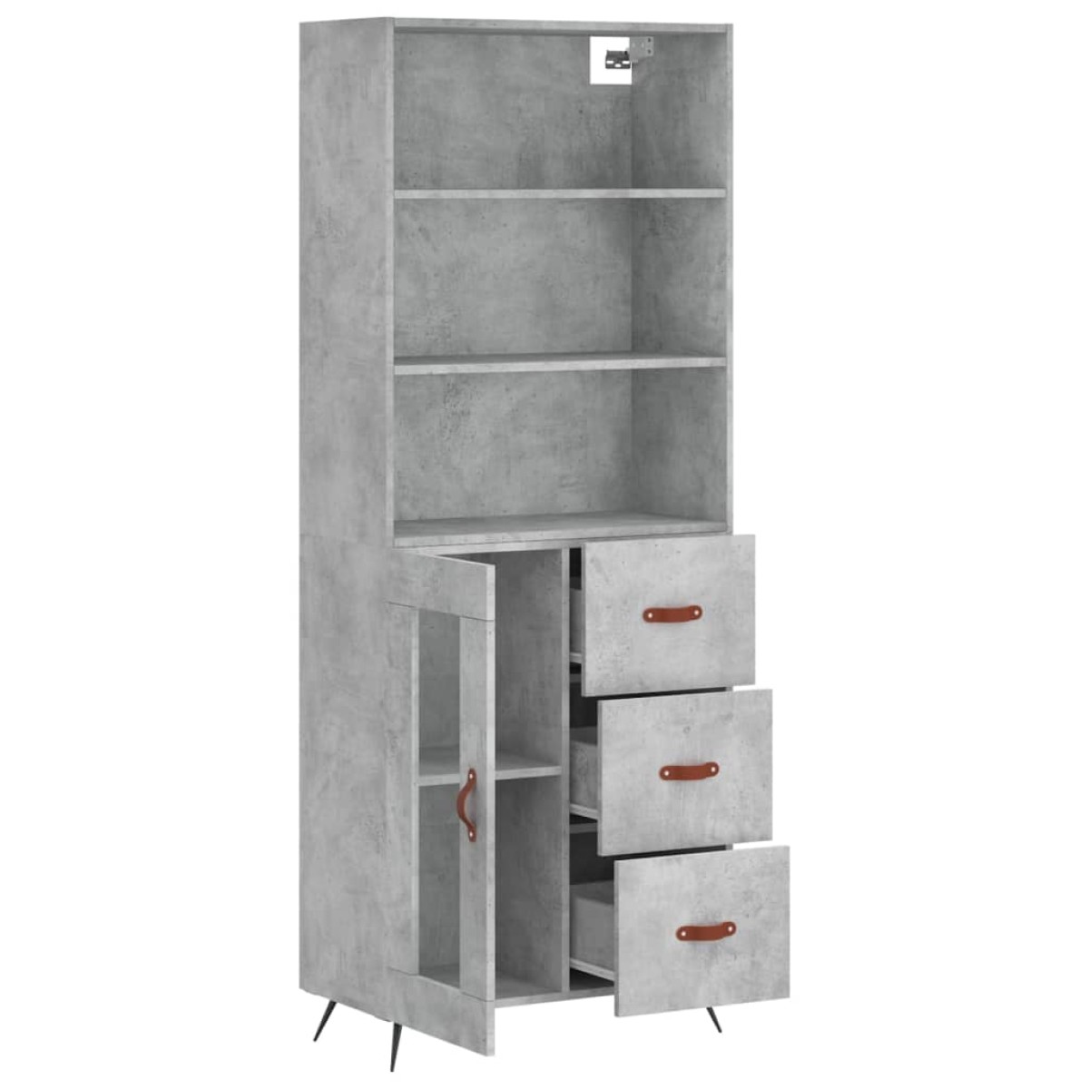 vidaXL Ντουλάπι Γκρι Σκυροδέματος 69,5x34x180 εκ. Επεξεργασμένο Ξύλο