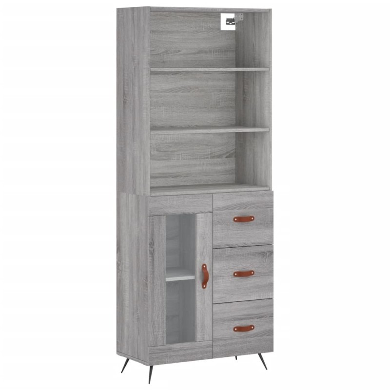 vidaXL Ντουλάπι Γκρι Sonoma 69,5 x 34 x 180 εκ. Επεξεργασμένο Ξύλο