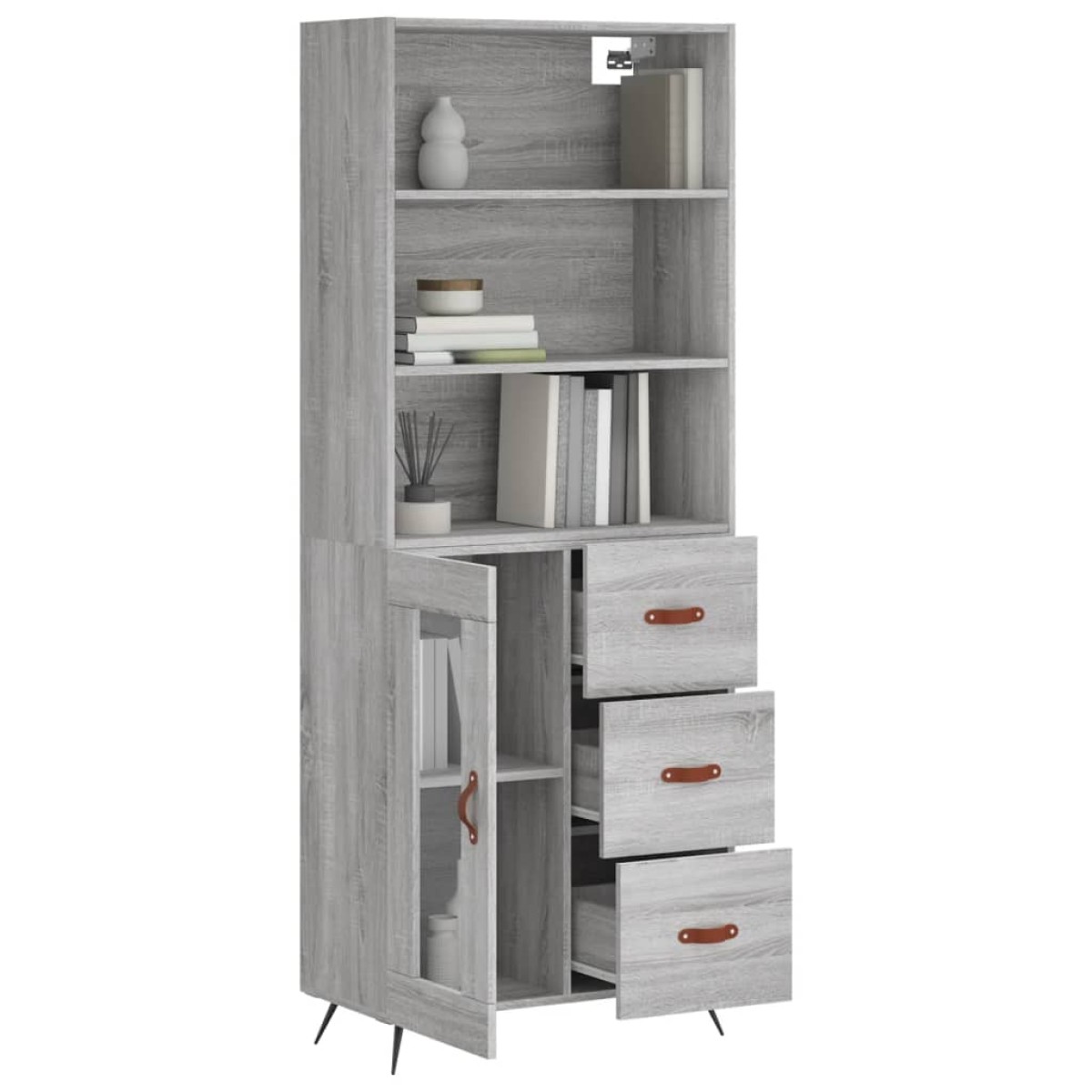 vidaXL Ντουλάπι Γκρι Sonoma 69,5 x 34 x 180 εκ. Επεξεργασμένο Ξύλο