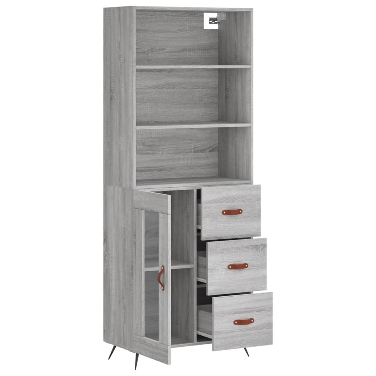 vidaXL Ντουλάπι Γκρι Sonoma 69,5 x 34 x 180 εκ. Επεξεργασμένο Ξύλο