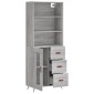 vidaXL Ντουλάπι Γκρι Sonoma 69,5 x 34 x 180 εκ. Επεξεργασμένο Ξύλο