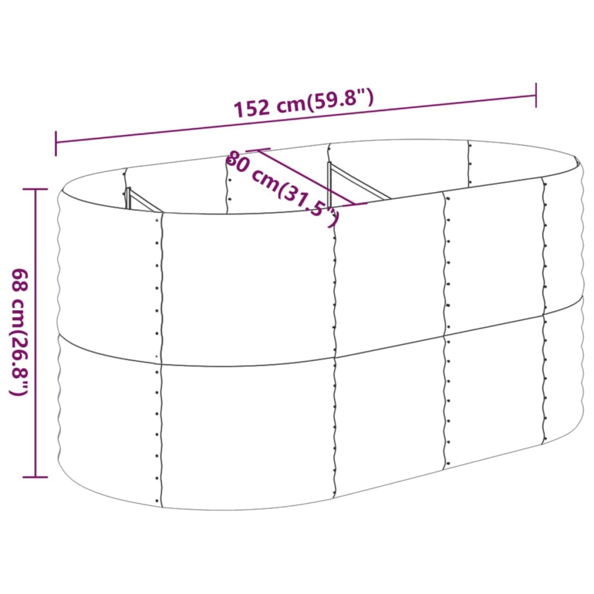 vidaXL Ζαρντινιέρα Γκρι 152x80x68 εκ. Ατσάλι με Ηλεκτρ. Βαφή Πούδρας