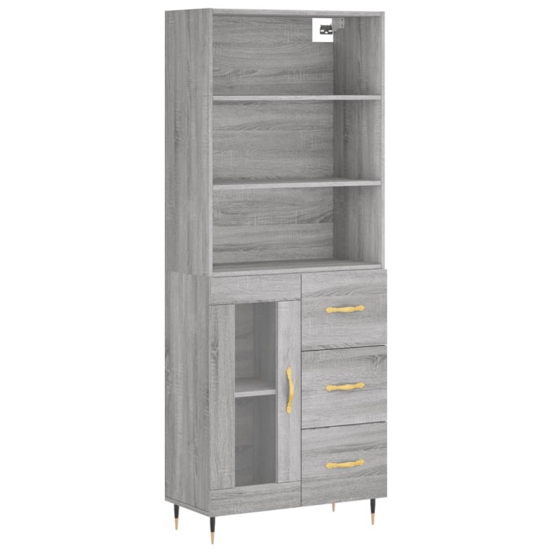 vidaXL Ντουλάπι Γκρι Sonoma 69,5 x 34 x 180 εκ. Επεξεργασμένο Ξύλο