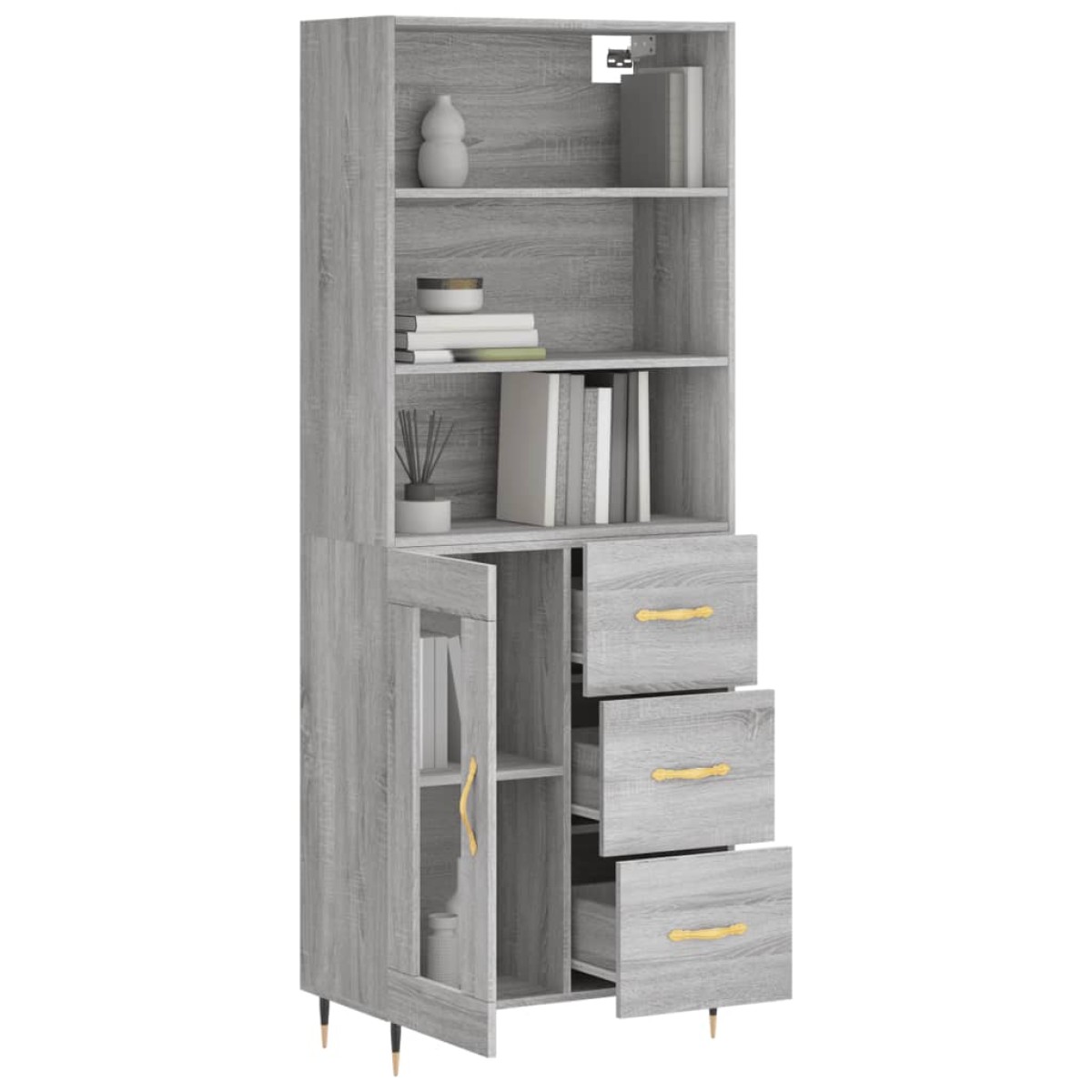 vidaXL Ντουλάπι Γκρι Sonoma 69,5 x 34 x 180 εκ. Επεξεργασμένο Ξύλο