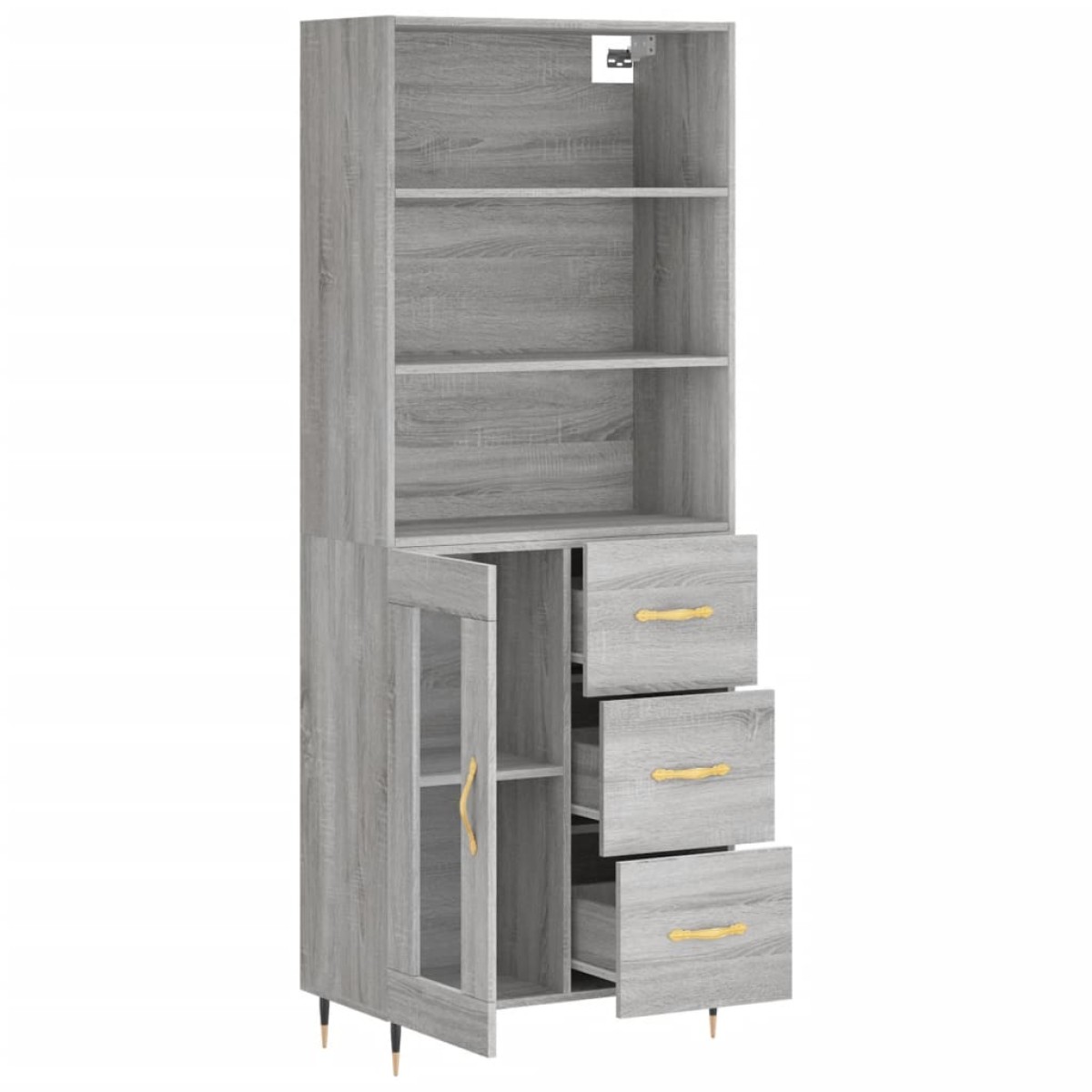 vidaXL Ντουλάπι Γκρι Sonoma 69,5 x 34 x 180 εκ. Επεξεργασμένο Ξύλο