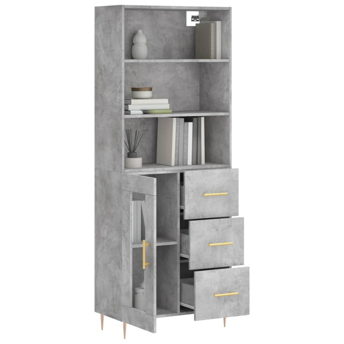 vidaXL Ντουλάπι Γκρι Σκυροδέματος 69,5x34x180 εκ. Επεξεργασμένο Ξύλο
