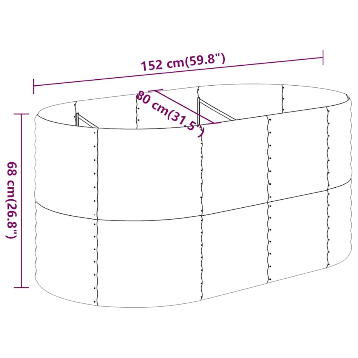 vidaXL Ζαρντινιέρα Ανθρακί 152x80x68 εκ Ατσάλι με Ηλεκτρ. Βαφή Πούδρας