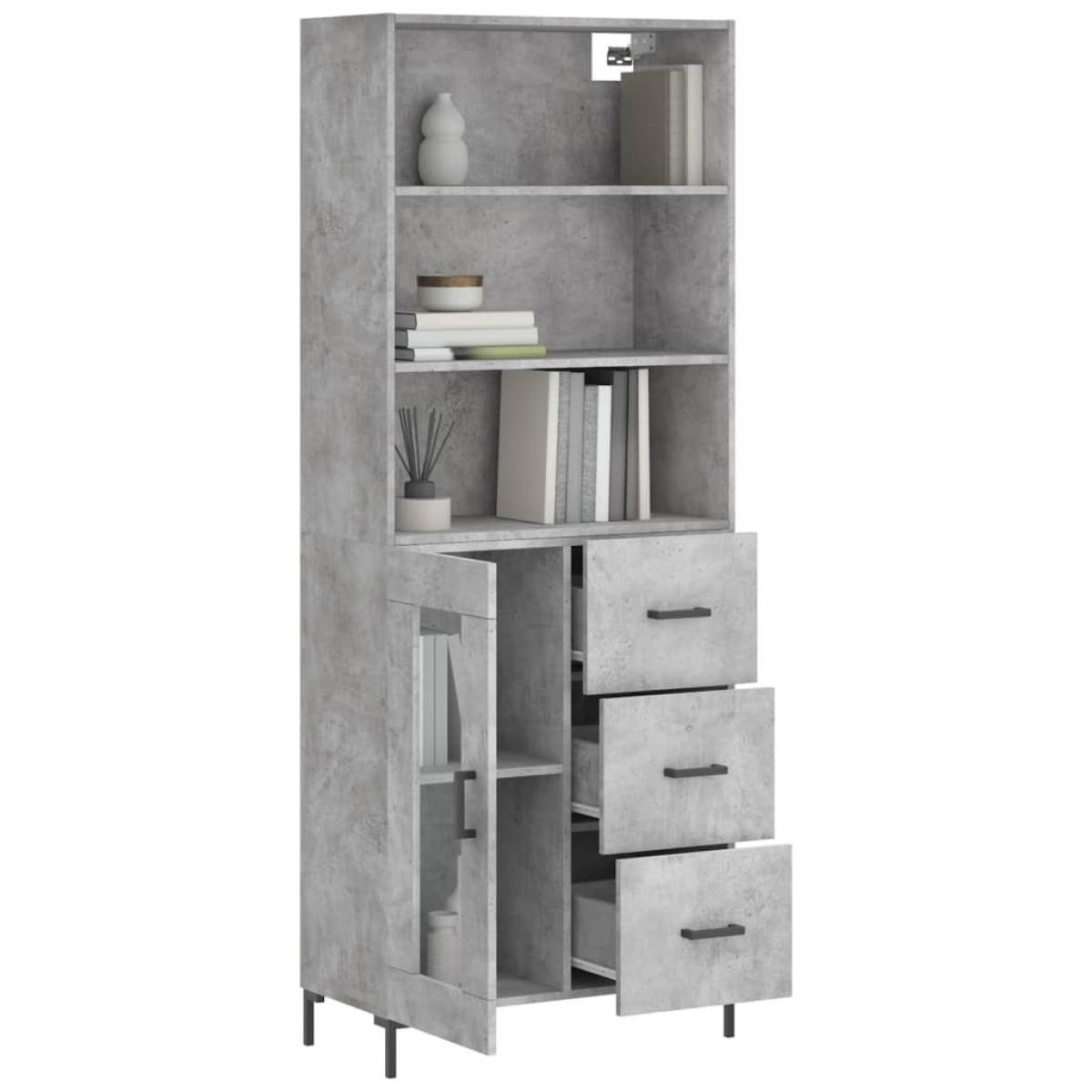 vidaXL Ντουλάπι Γκρι Σκυροδέματος 69,5x34x180 εκ. Επεξεργασμένο Ξύλο