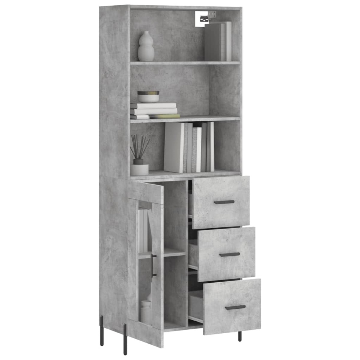 vidaXL Ντουλάπι Γκρι Σκυροδέματος 69,5x34x180 εκ. Επεξεργασμένο Ξύλο
