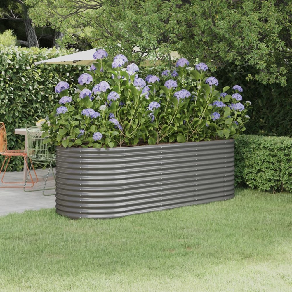vidaXL Ζαρντινιέρα Γκρι 224x80x68 εκ. Γαλβανισμένος χάλυβας