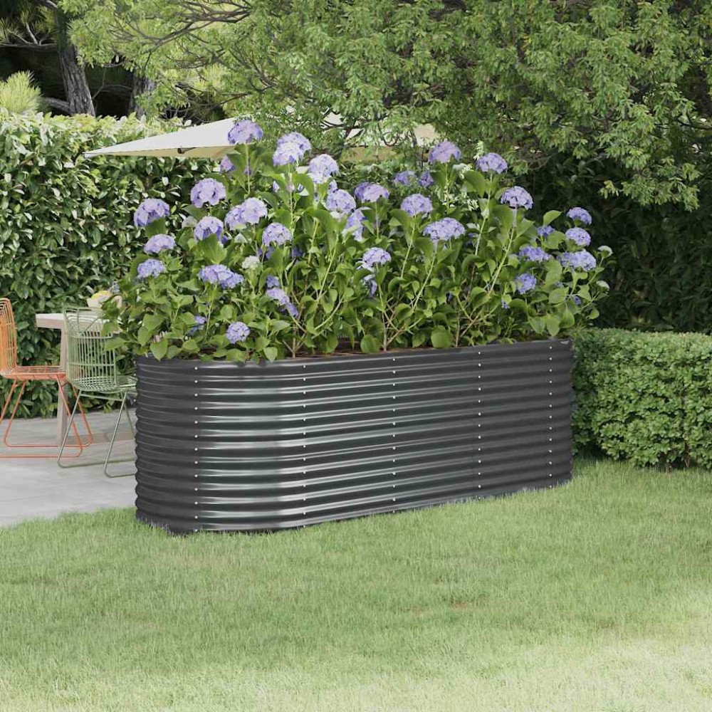 vidaXL Ζαρντινιέρα Ανθρακί 224x80x68 εκ Γαλβανισμένος χάλυβας
