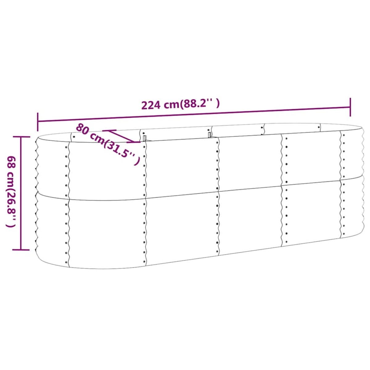 vidaXL Ζαρντινιέρα Ανθρακί 224x80x68 εκ Ατσάλι με Ηλεκτρ. Βαφή Πούδρας