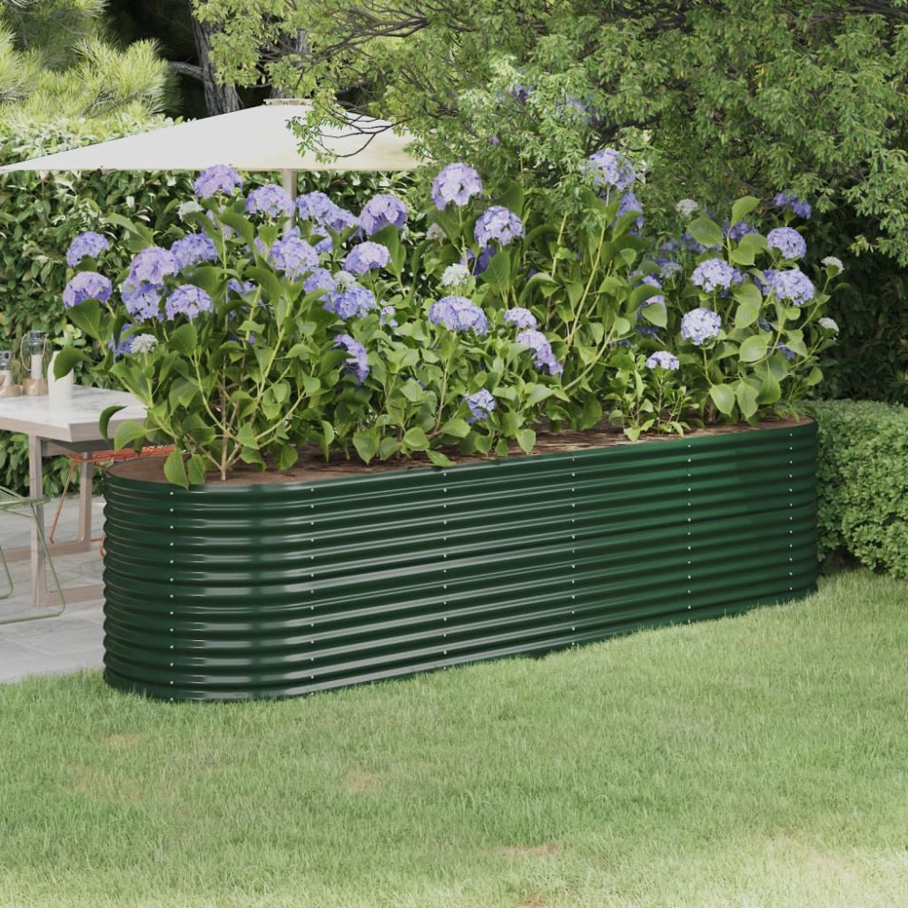 vidaXL Ζαρντινιέρα Πράσινη 296x80x68 εκ Γαλβανισμένος χάλυβας