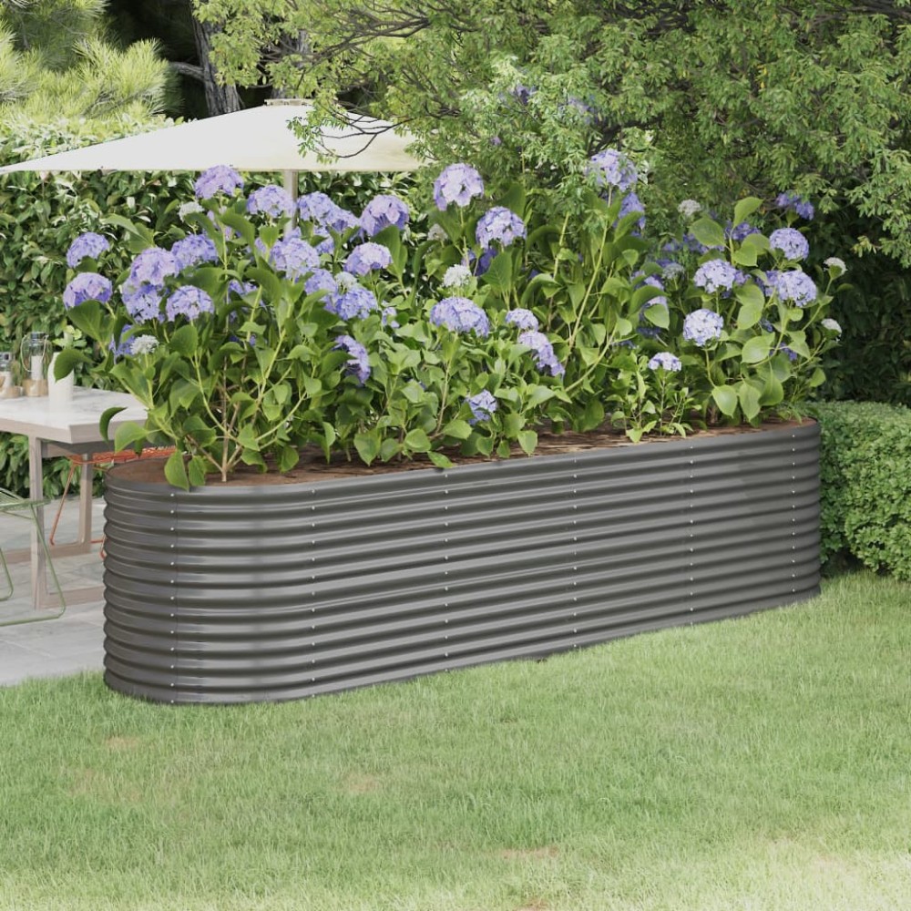 vidaXL Ζαρντινιέρα Γκρι 296x80x68 εκ. Γαλβανισμένος χάλυβας