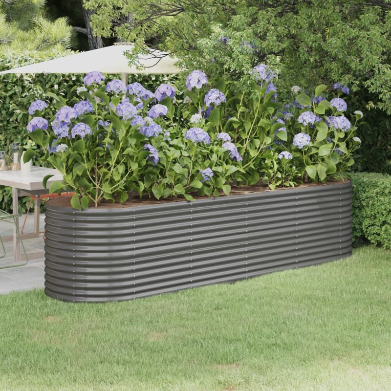 vidaXL Ζαρντινιέρα Γκρι 296x80x68 εκ. Γαλβανισμένος χάλυβας