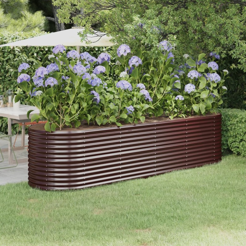 vidaXL Ζαρντινιέρα Καφέ 296x80x68 εκ. Γαλβανισμένος χάλυβας