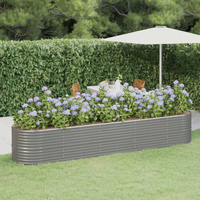 vidaXL Ζαρντινιέρα Γκρι 368x80x68 εκ. Γαλβανισμένος χάλυβας