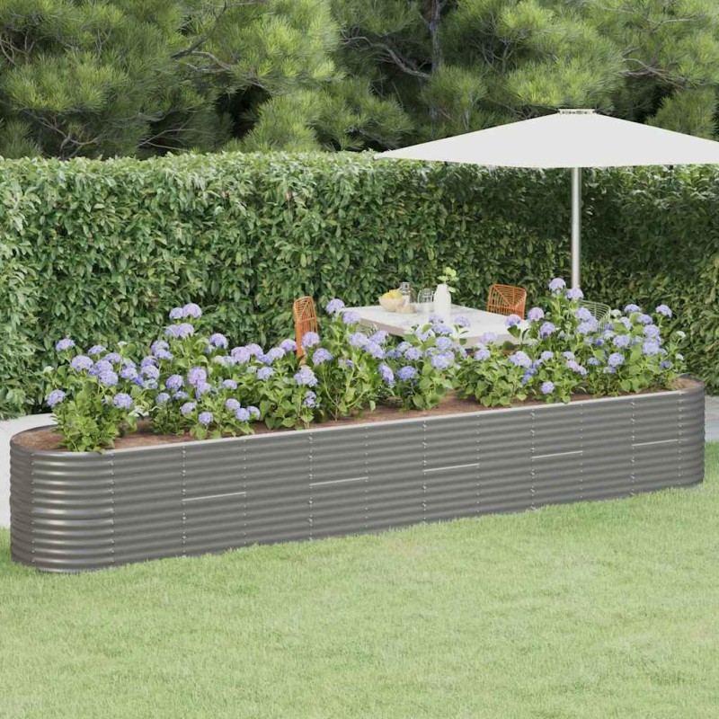 vidaXL Ζαρντινιέρα Γκρι 440x80x68 εκ. Γαλβανισμένος χάλυβας