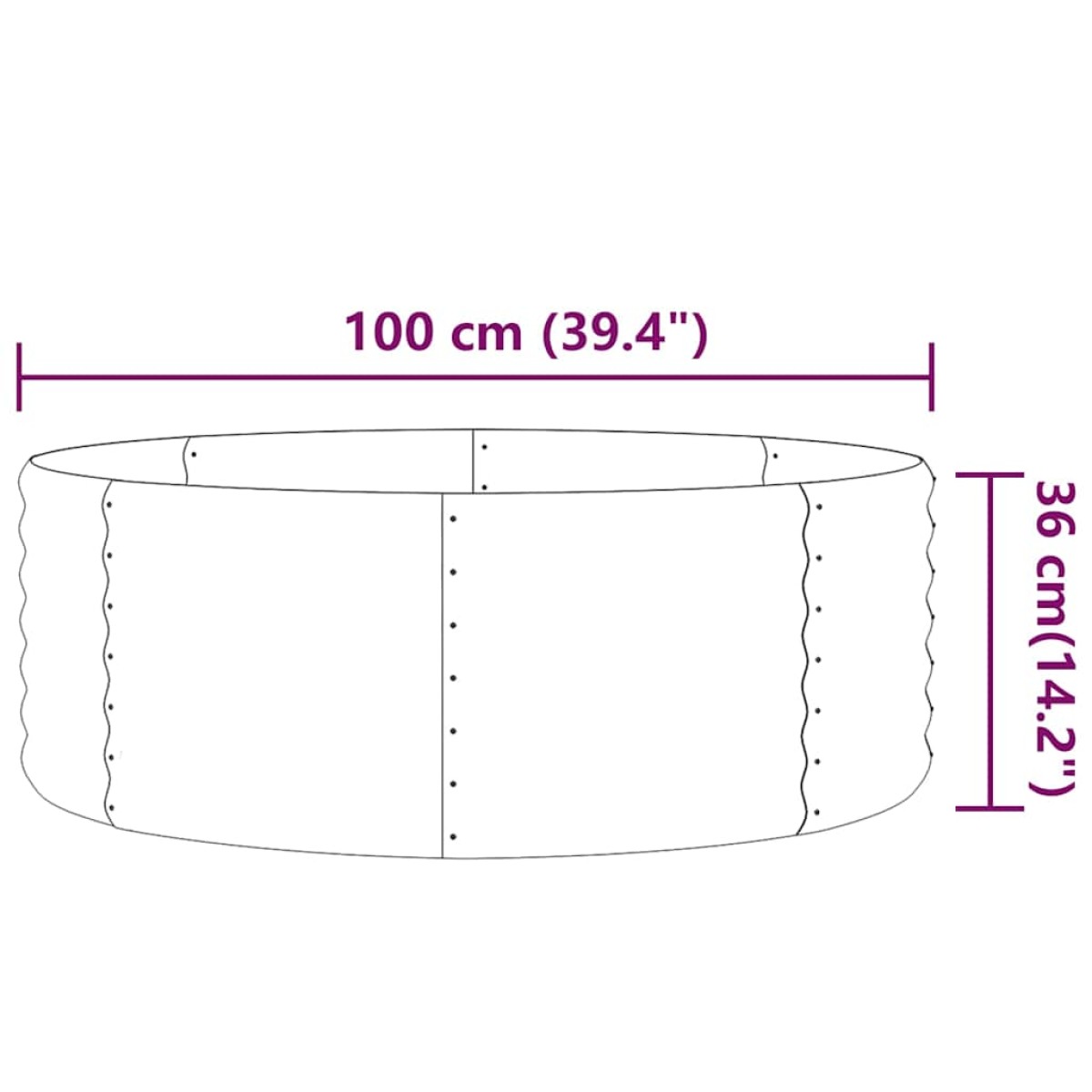 vidaXL Ζαρντινιέρα Καφέ 100x100x36 εκ. Ατσάλι με Ηλεκτρ. Βαφή Πούδρας