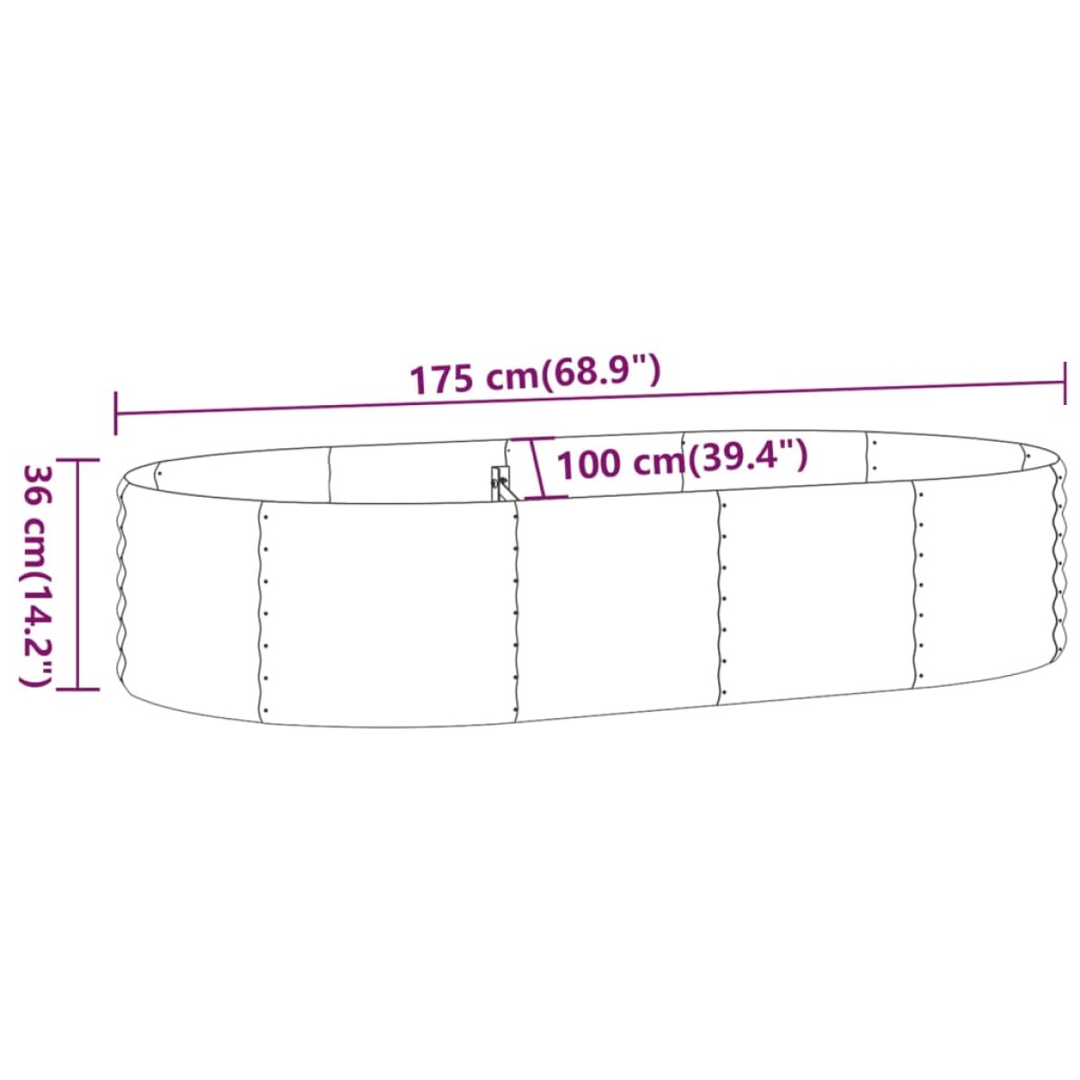 vidaXL Ζαρντινιέρα Καφέ 175x100x36 εκ. Ατσάλι με Ηλεκτρ. Βαφή Πούδρας