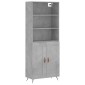 vidaXL Ντουλάπι Γκρι Σκυροδέματος 69,5x34x180 εκ. Επεξεργασμένο Ξύλο