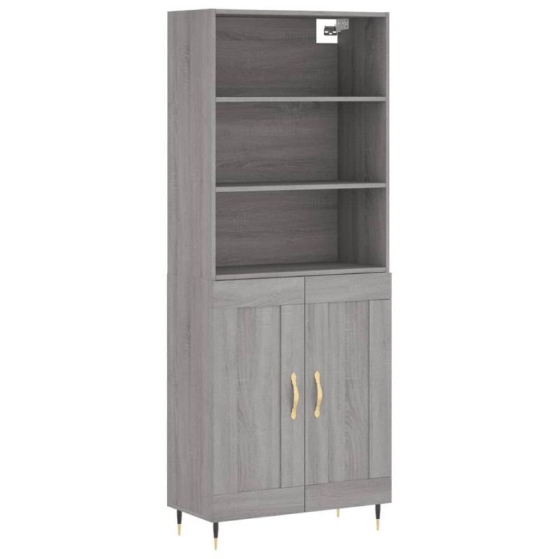 vidaXL Ντουλάπι Γκρι Sonoma 69,5 x 34 x 180 εκ. Επεξεργασμένο Ξύλο