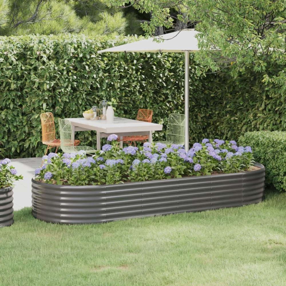 vidaXL Ζαρντινιέρα Γκρι 249x100x36 εκ. Γαλβανισμένος χάλυβας