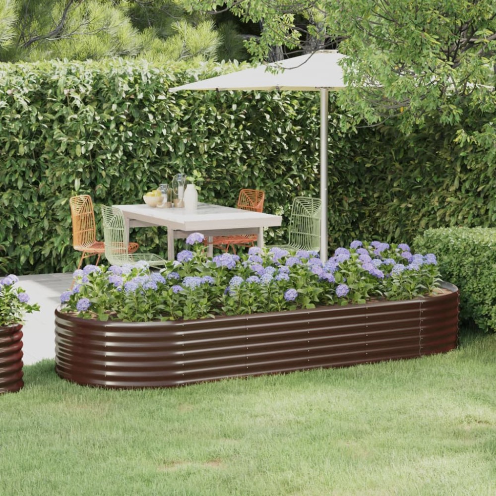 vidaXL Ζαρντινιέρα Καφέ 249x100x36 εκ. Γαλβανισμένος χάλυβας