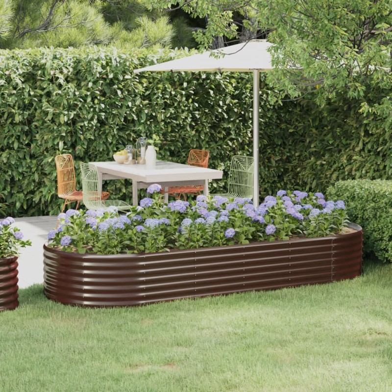 vidaXL Ζαρντινιέρα Καφέ 249x100x36 εκ. Γαλβανισμένος χάλυβας