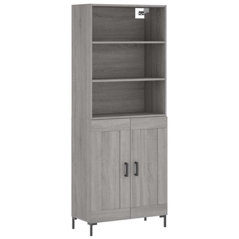 vidaXL Ντουλάπι Γκρι Sonoma 69,5 x 34 x 180 εκ. Επεξεργασμένο Ξύλο