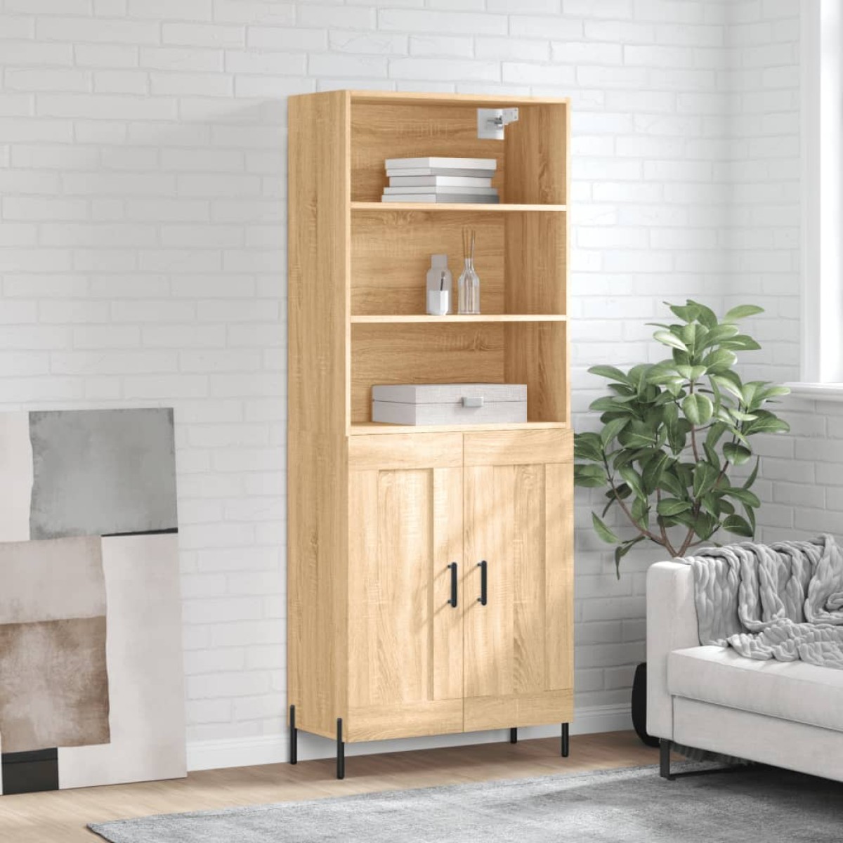 vidaXL Ντουλάπι Sonoma δρυς 69,5 x 34 x 180 εκ. από Επεξεργασμένο Ξύλο