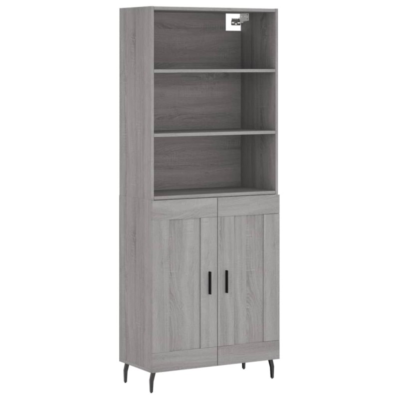 vidaXL Ντουλάπι Γκρι Sonoma 69,5 x 34 x 180 εκ. Επεξεργασμένο Ξύλο