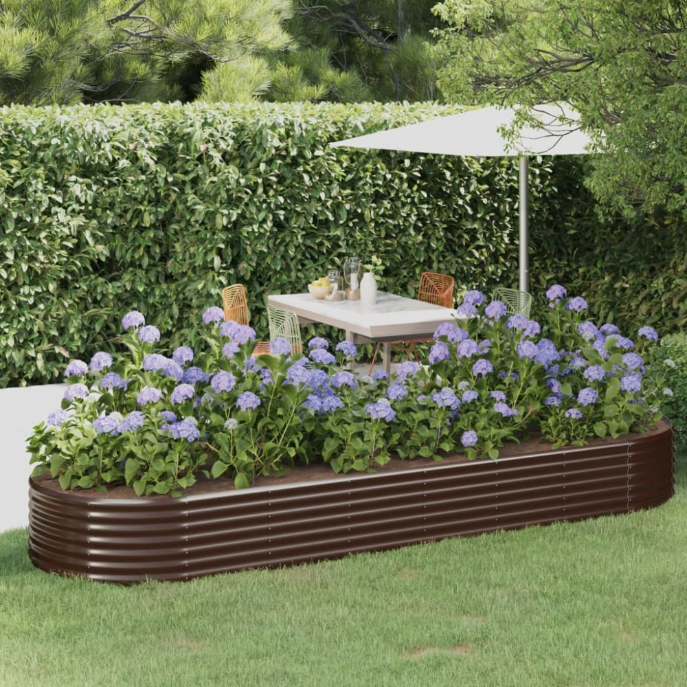 vidaXL Ζαρντινιέρα Καφέ 322x100x36 εκ. Γαλβανισμένος χάλυβας
