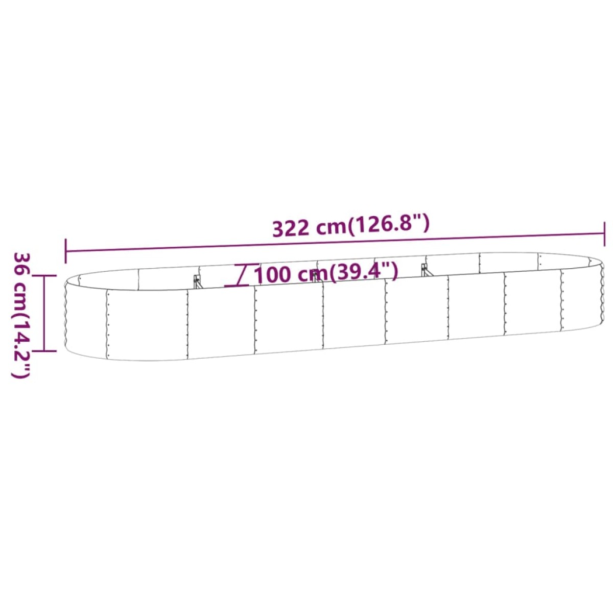 vidaXL Ζαρντινιέρα Καφέ 322x100x36 εκ. Ατσάλι με Ηλεκτρ. Βαφή Πούδρας