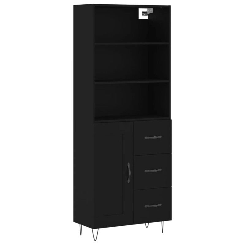 vidaXL Ντουλάπι Μαύρο 69,5x34x180 εκ. από Επεξεργασμένο Ξύλο