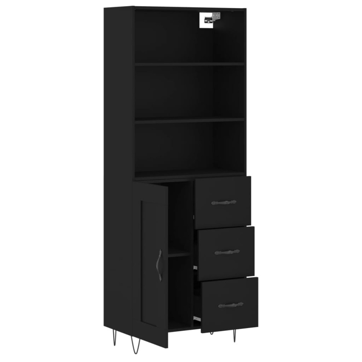 vidaXL Ντουλάπι Μαύρο 69,5x34x180 εκ. από Επεξεργασμένο Ξύλο