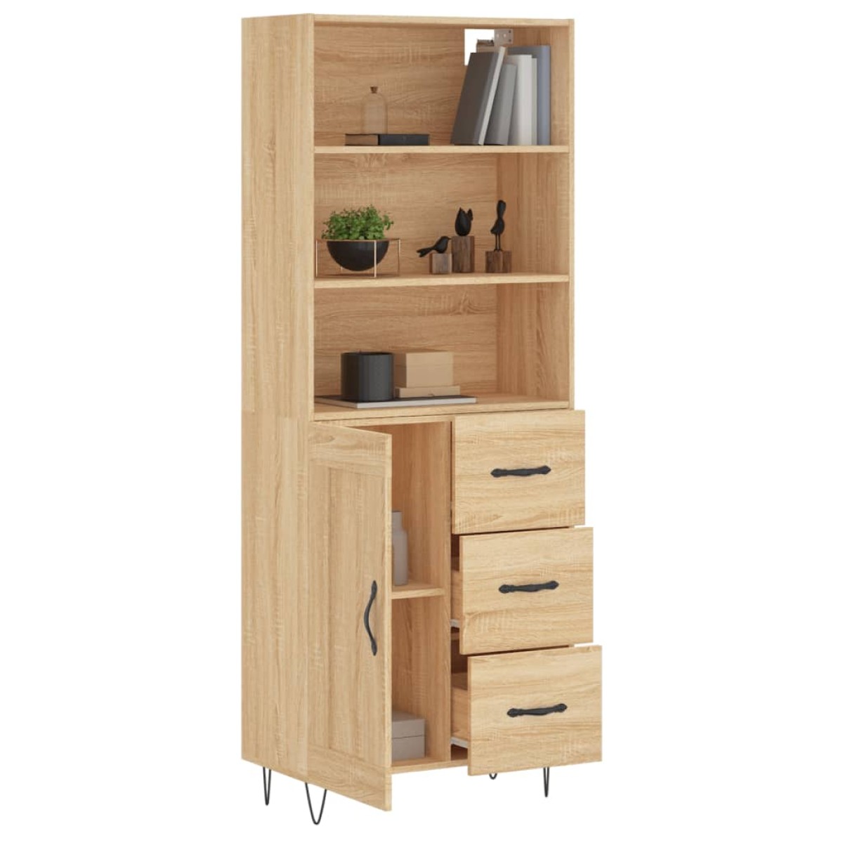 vidaXL Ντουλάπι Sonoma δρυς 69,5 x 34 x 180 εκ. από Επεξεργασμένο Ξύλο