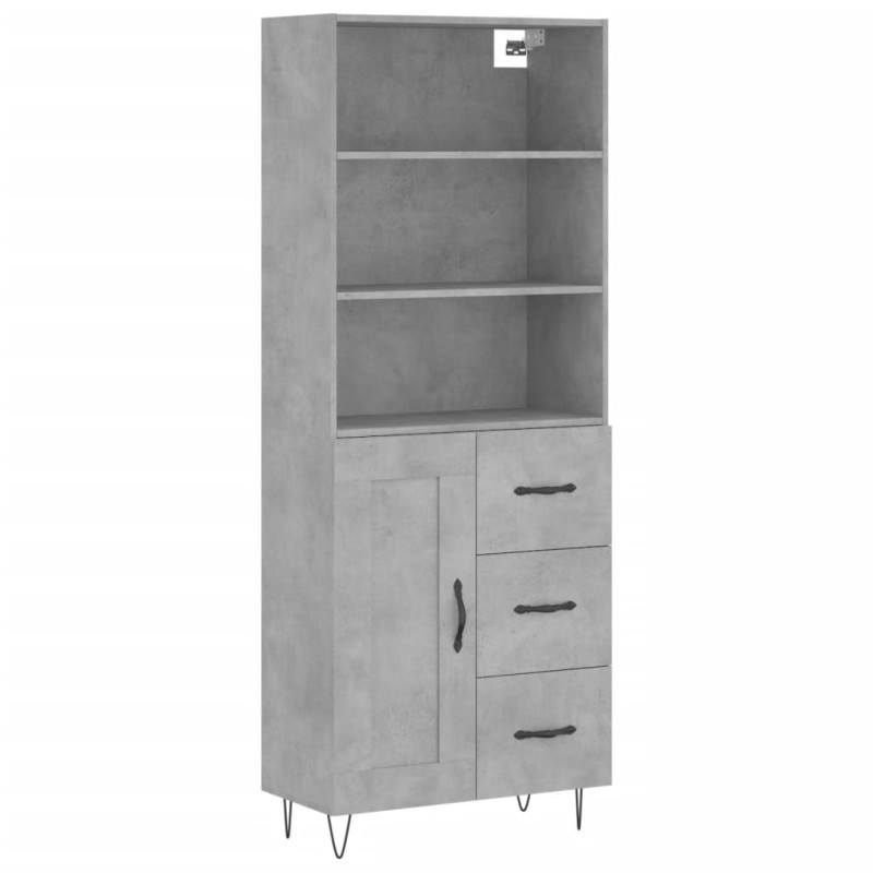 vidaXL Ντουλάπι Γκρι Σκυροδέματος 69,5x34x180 εκ. Επεξεργασμένο Ξύλο