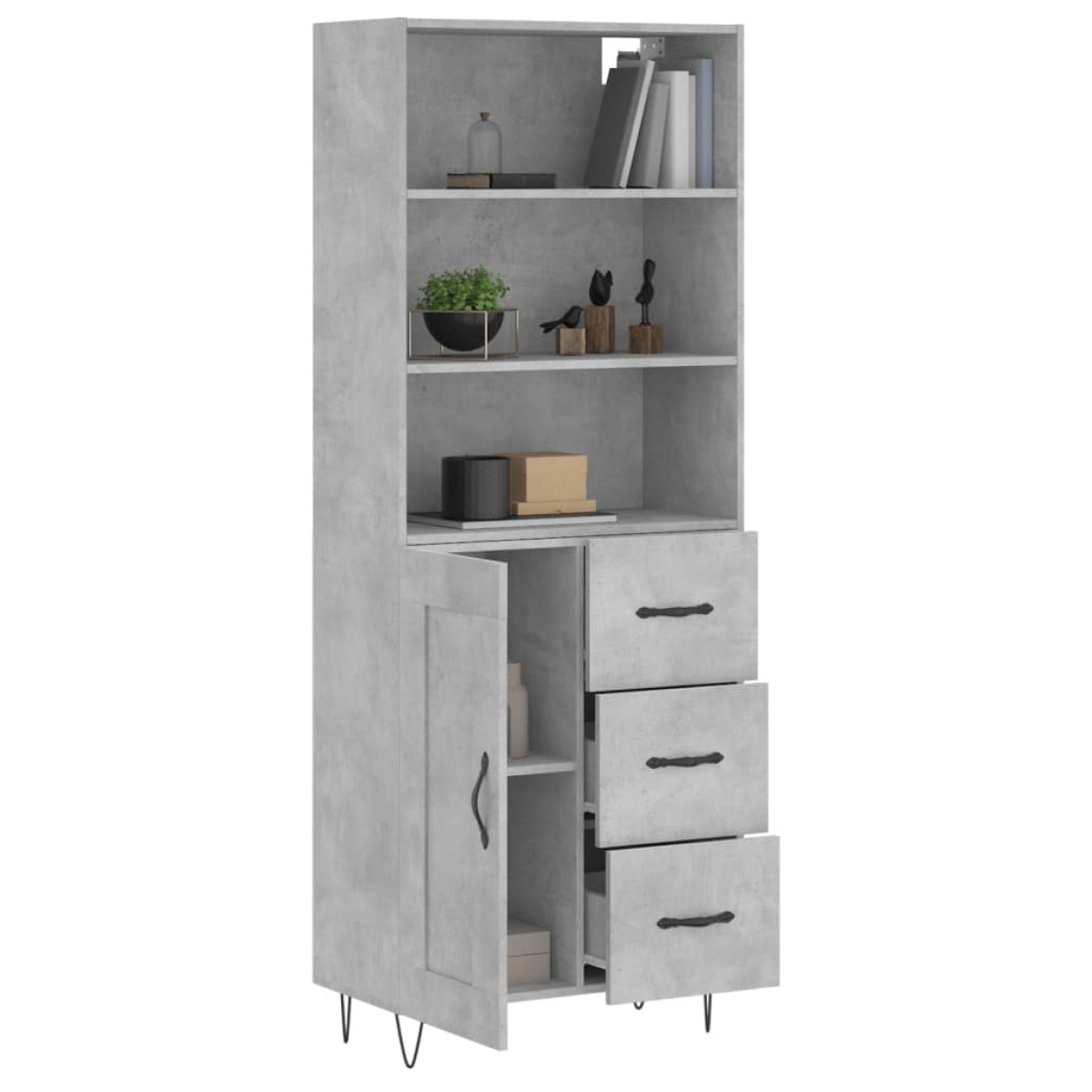 vidaXL Ντουλάπι Γκρι Σκυροδέματος 69,5x34x180 εκ. Επεξεργασμένο Ξύλο