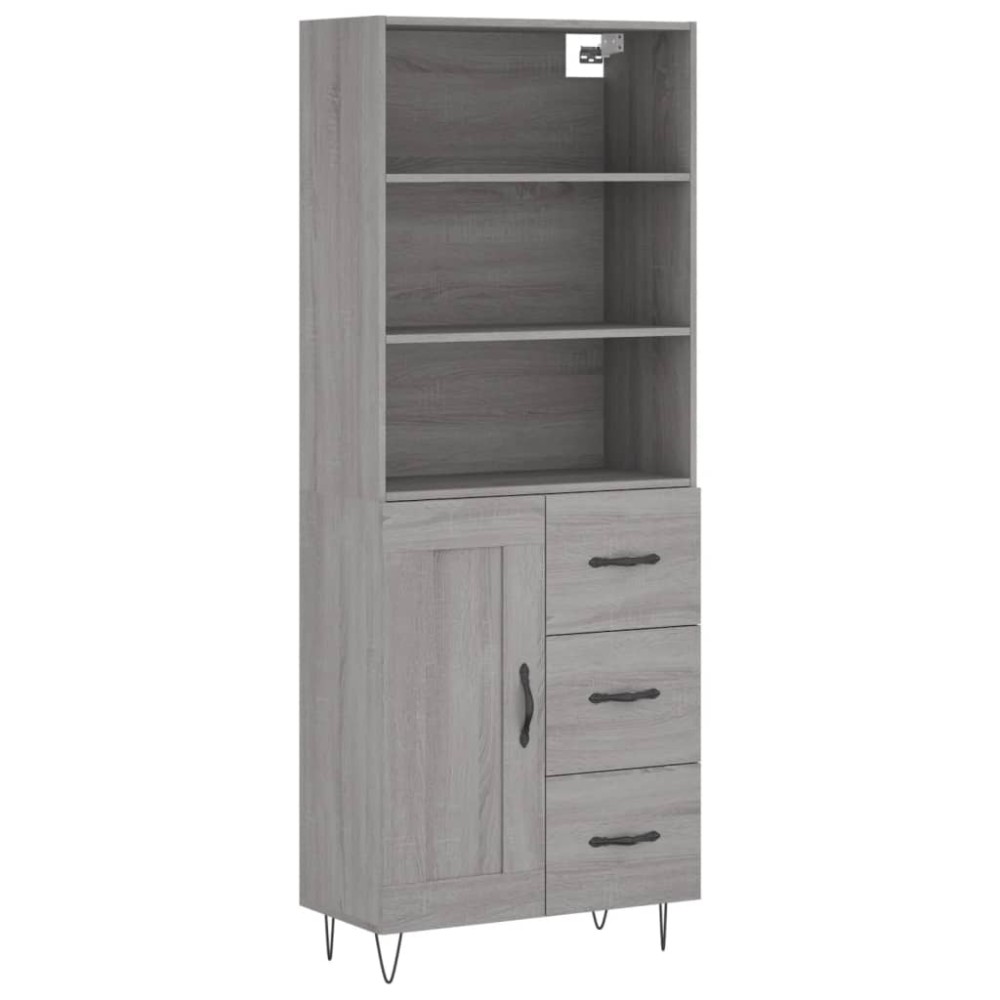 vidaXL Ντουλάπι Γκρι Sonoma 69,5 x 34 x 180 εκ. Επεξεργασμένο Ξύλο