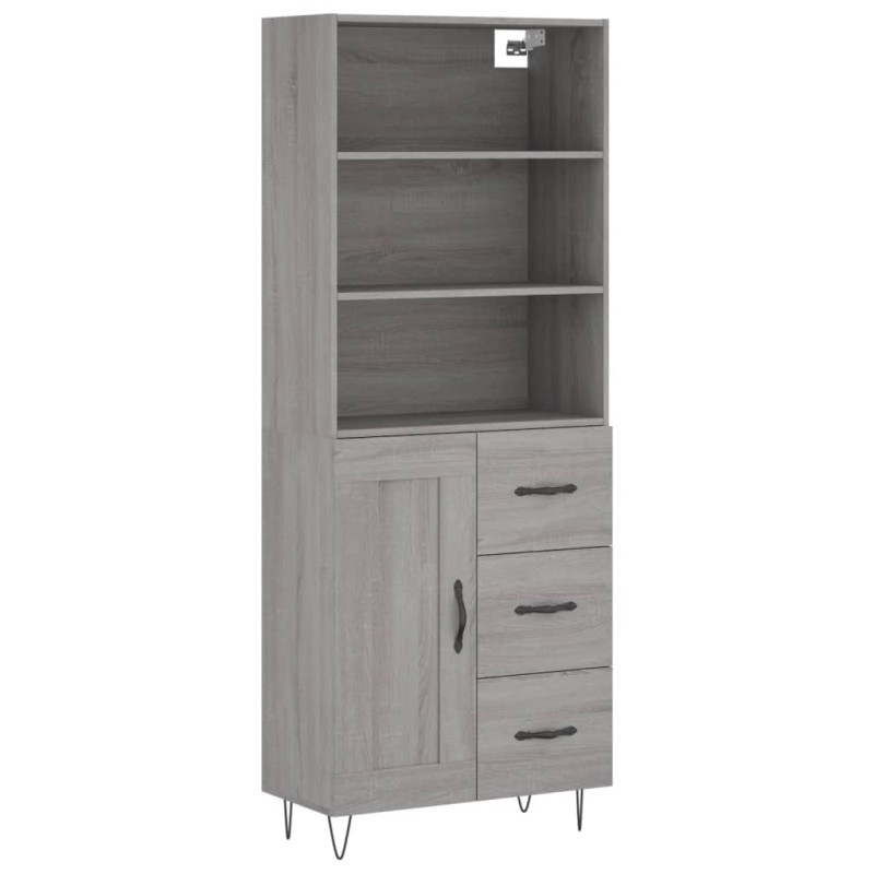 vidaXL Ντουλάπι Γκρι Sonoma 69,5 x 34 x 180 εκ. Επεξεργασμένο Ξύλο