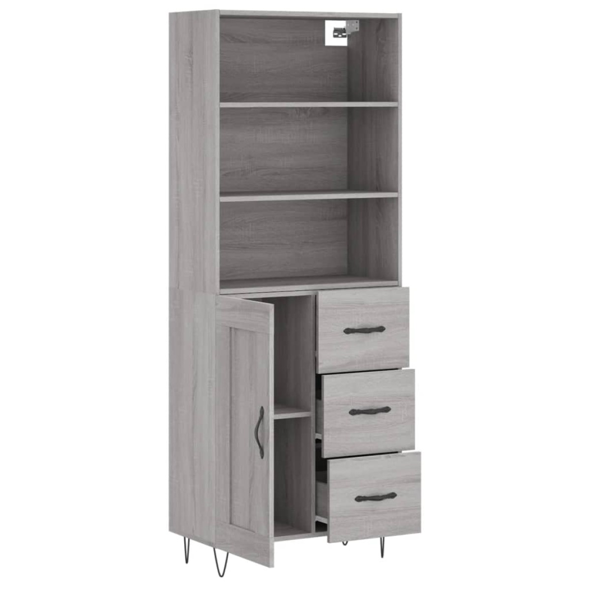 vidaXL Ντουλάπι Γκρι Sonoma 69,5 x 34 x 180 εκ. Επεξεργασμένο Ξύλο