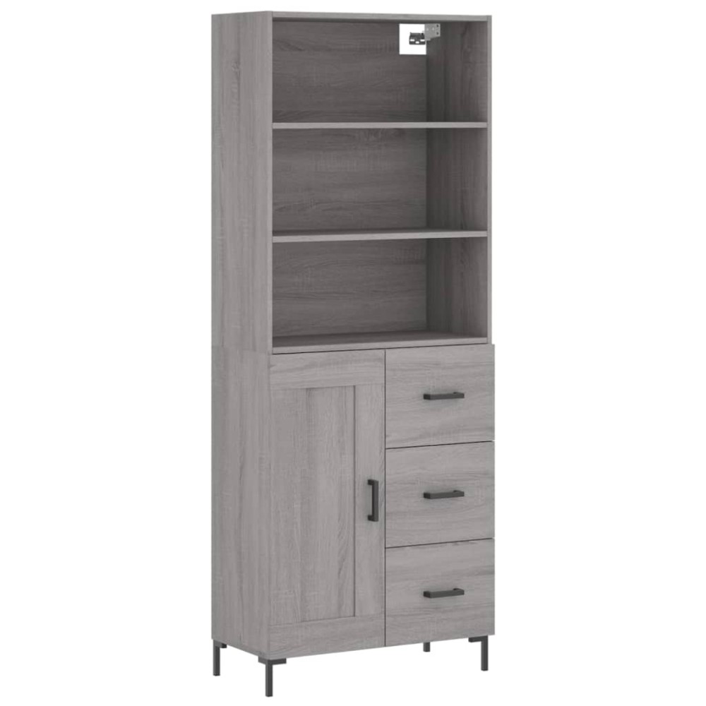 vidaXL Ντουλάπι Γκρι Sonoma 69,5 x 34 x 180 εκ. Επεξεργασμένο Ξύλο